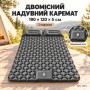 Каремат надувний двомісний з вбудованим насосом та подушками матрац туристичний у намет для кемпінгу 190х120х5 см сірий