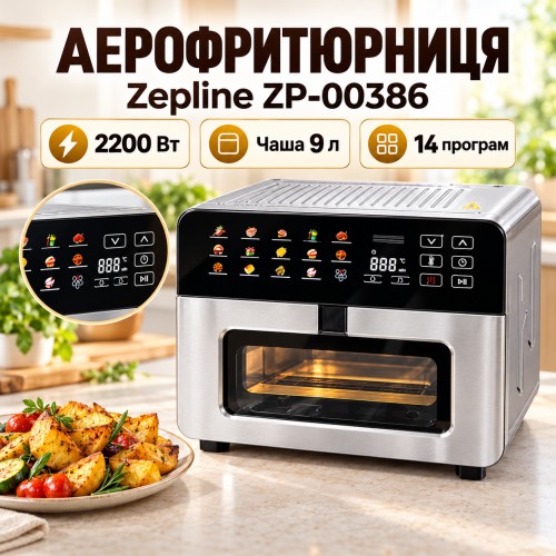 Багатофункціональна аерофритюрниця АероШеф Pro Zepline ZP-00386 13 літрів 2200 Вт