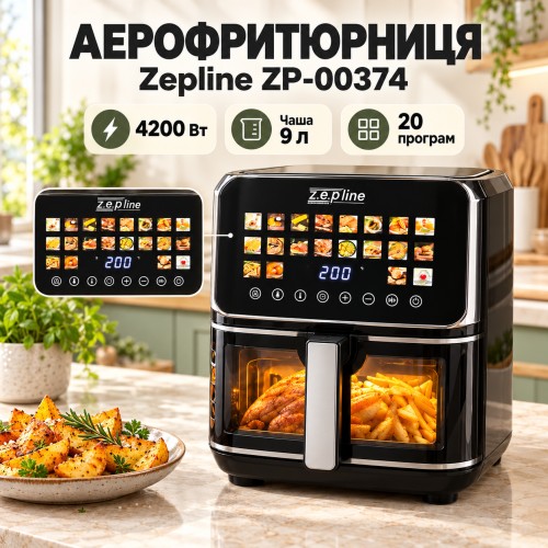 Аерофритюрниця 13 літрів 4200Вт на два тена 20 програм Zepline ZP-00374