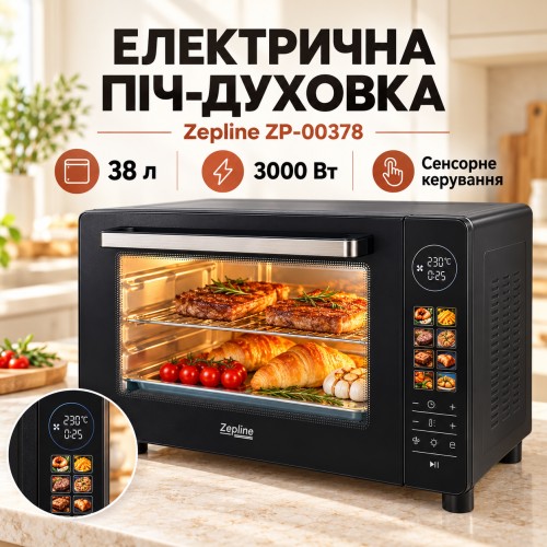 Електрична піч-духовка 38 літрів з сенсорним керуванням Zepline ZP-00378 3000 Вт
