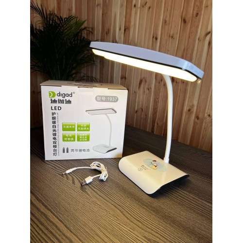 Настільна гнучка акумуляторна лампа digad 1937 з USB для роботи та навчання 48 LED 4W, біла