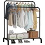 Подвійна стійка вішалка для одягу та взуття Loft Rack підлогова сталева з полицею Black