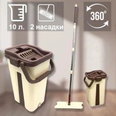 Швабра лентяйка с большим ведром 10л с отжимом и запасной насадкой для мытья полов Scratch Cleaning Mop